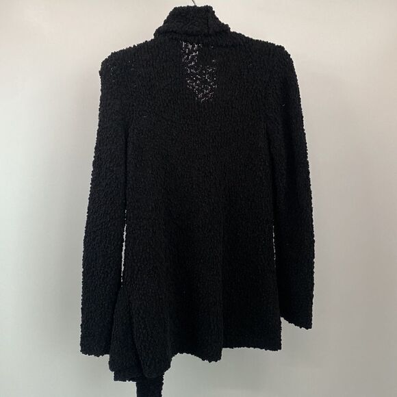 Bobeau Boucle Popcorn Knot Black Draped Button Cardigan Sweater Size XS - Picture 8 of 10